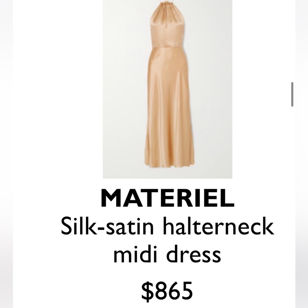 Silk-Satin Champagne halter neck midi dress